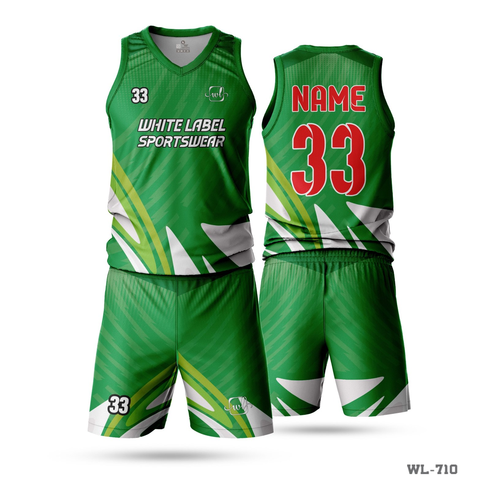 Man's Unique Green Basketball Uniform with Sublimation Print-WL-710 5 Man's Unique Green Basketball Uniform with Sublimation Print-WL-710 - Image 3