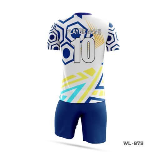 High Quality Navy Blue White Football Kits with Logo-WL-675 - Image 2