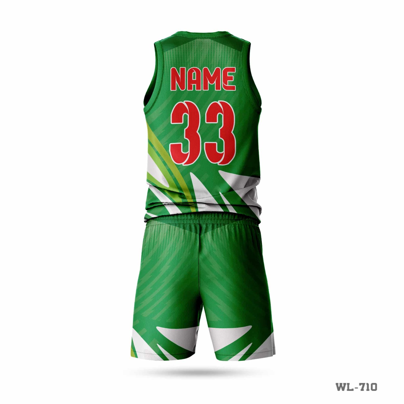 Man's Unique Green Basketball Uniform with Sublimation Print-WL-710 4 Man's Unique Green Basketball Uniform with Sublimation Print-WL-710 - Image 2