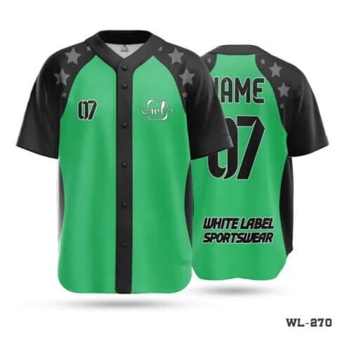 Baseball Jerseys Green Black Kit Maker in UK; Half Sleeve Custom Made Baseball Blue Jersey-WL-230; Premium Design Half Sleeve White Jersey Baseball Kit-WL-225; Custom Made Premium Design White Baseball Jersey-WL-295; Half Sleeve Polyester Custom Royals Baseball Jersey-WL-193; Half Sleeve Personalised Button Up Baseball Jersey-WL-265; Custom Made Design Team Baseball Jersey Clothing-WL-303; custom team baseball jerseys;