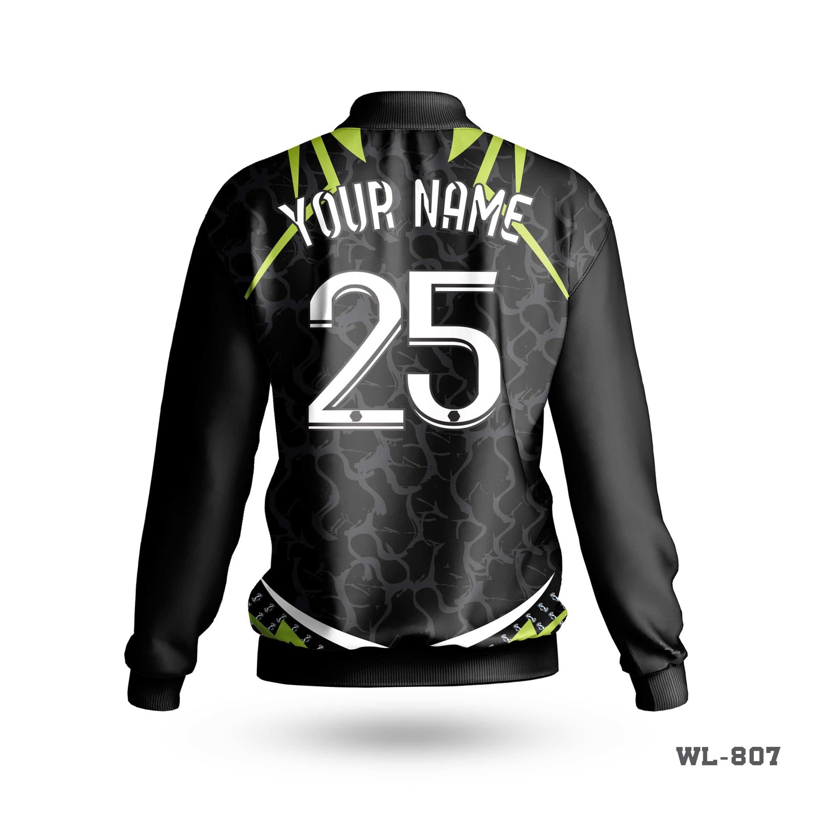 Black Winter Jacket with Sublimation Print-WL-807 4 Black Winter Jacket with Sublimation Print-WL-807 - Image 2