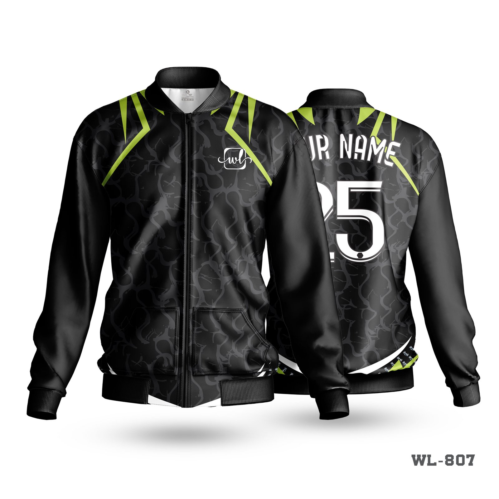 Black Winter Jacket with Sublimation Print-WL-807 5 Black Winter Jacket with Sublimation Print-WL-807 - Image 3