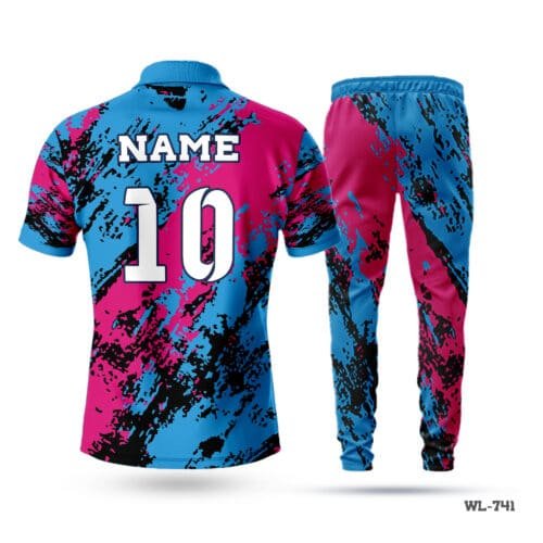 Blue Pink Cricket Uniform Seller in UK; cricket kit; All Over Printed Cricket Uniform; Unique Design Cricket Uniform; with; Logo; cricket kits; adult cricket kit; cricket full kit; custom cricket kit; youth cricket kit; custom cricket uniforms;