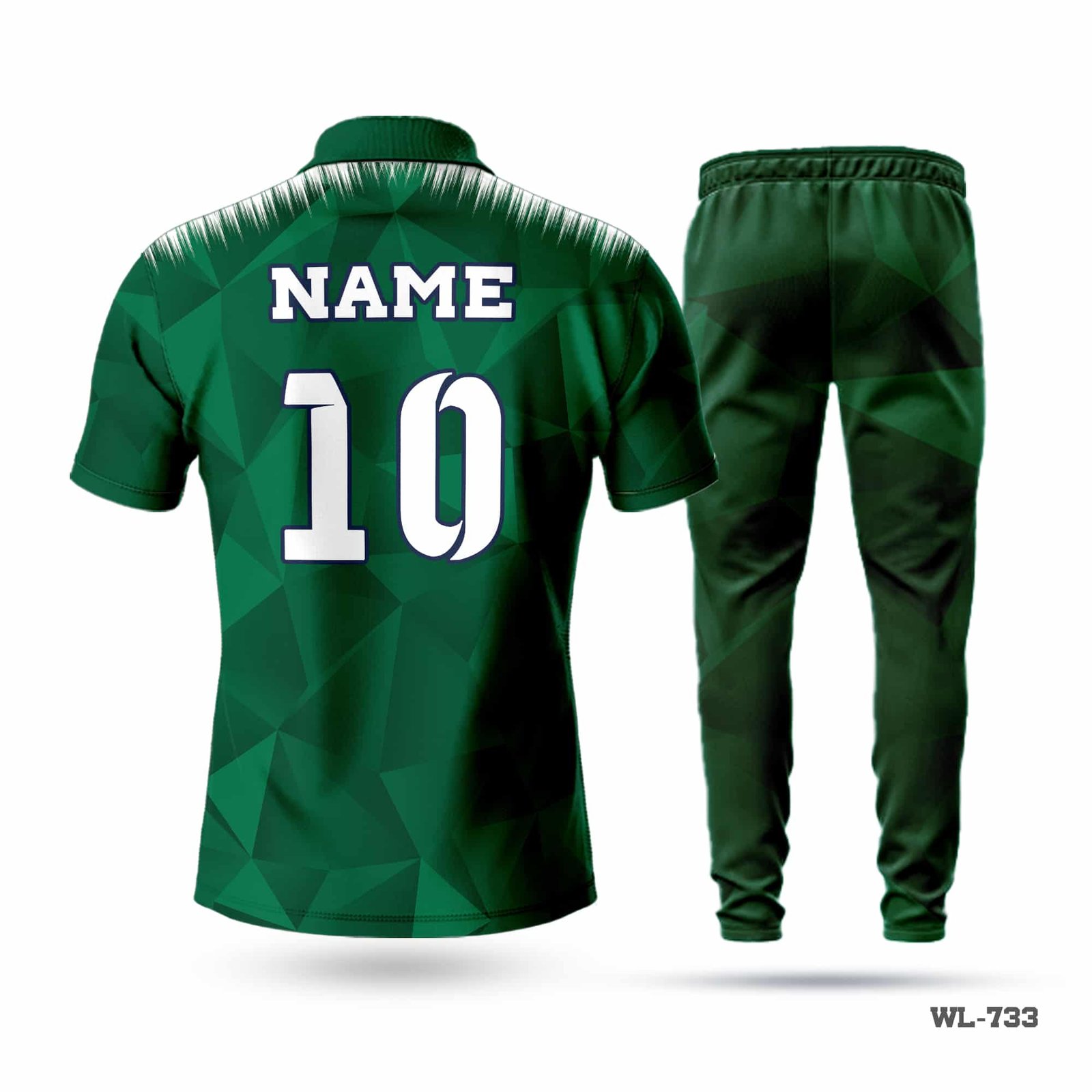 Customized Design Polo Green Cricket Uniforms-WL-733 4 Green Cricket Uniforms Maker in UK; cricket kit; All Over Printed Cricket Uniform; Unique Design Cricket Uniform; Unique Design Cricket Uniform for Man; with; Logo; adult cricket kit; cricket full kit; custom cricket kit; youth cricket kit; custom cricket uniforms;