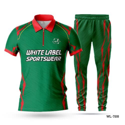 Half Sleeve Polo Green Red Cricket Uniform-WL-728; cricket kit; All Over Printed Cricket Uniform; Unique Design Cricket Uniform; Unique Design Cricket Uniform for Man; with; Logo; cricket kits; custom cricket kit; youth cricket kit; custom cricket uniforms;