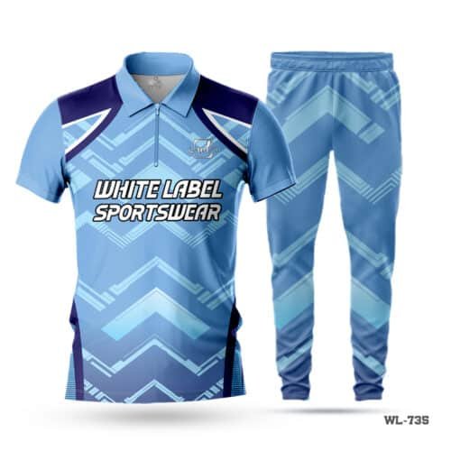 Half Sleeve Polo Sky Blue Cricket Uniform Kit-WL-735; cricket kit; All Over Printed Cricket Uniform; Unique Design Cricket Uniform; with; Logo; kits for cricket; full cricket kit; adult cricket kit; cricket full kit; custom cricket kit; youth cricket kit; custom cricket uniforms;