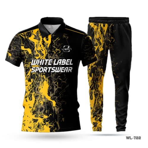 Half Sleeve Polo Yellow Black Cricket Apparel-WL-722; cricket kit; All Over Printed Cricket Uniform; Unique Design Cricket Uniform; Unique Design Cricket Uniform for Man; with; Logo; cricket kits; adult cricket kit; custom cricket kit; youth cricket kit; custom cricket uniforms;