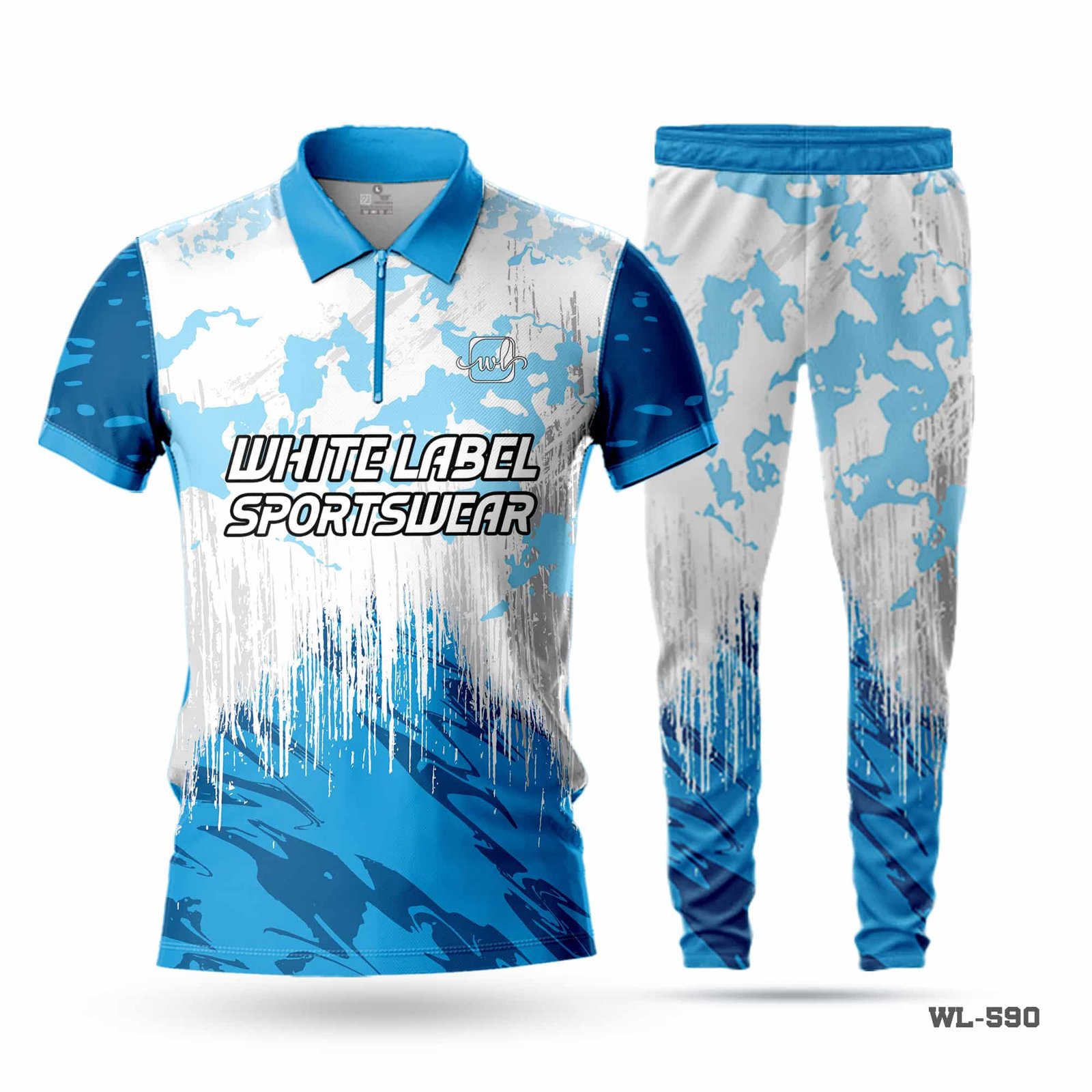 Half Sleeve Premium Polo White Blue Cricket Uniform-WL-590 3 Half Sleeve Premium Polo White Blue Cricket Uniform-WL-590; cricket kit; All Over Printed Cricket Uniform; Unique Design Cricket Uniform; Unique Design Cricket Uniform for Man; with; Logo; kits for cricket; custom cricket kit; youth cricket kit; custom cricket uniforms;