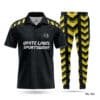Half Sleeve Zipper Polo Yellow White Cricket Uniforms-WL-713; cricket kit; All Over Printed Cricket Uniform; Unique Design Cricket Uniform; with; Logo; cricket kits; adult cricket kit; cricket full kit; custom cricket kit; youth cricket kit; custom cricket uniforms;