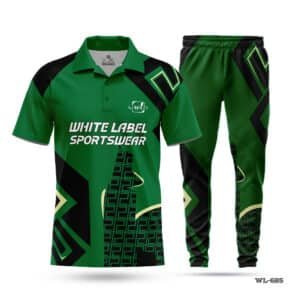 Sublimation Printed Polo Green Black Cricket Uniforms-WL-685; cricket kit; All Over Printed Cricket Uniform; Unique Design Cricket Uniform; Unique Design Cricket Uniform for Man; with; Logo; cricket kits; full cricket kit; cricket full kit; custom cricket kit; youth cricket kit; custom cricket uniforms;