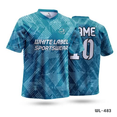 Half Sleeve Blue Jersey Volleyball with Logo-WL-483 - Image 3